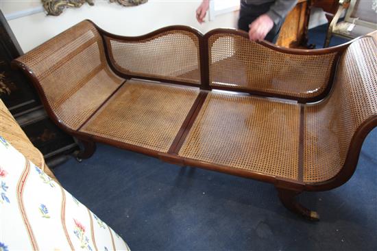 A Regency mahogany campaign settee, W.6ft 3in. D.2ft 3in. H.2ft 9in.